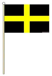 ST DAVIDS CROSS WALES WELSH 18" x 12" LARGE HAND WAVING COURTESY FLAG & POLE