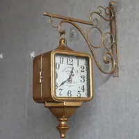 在飛比找樂天市場購物網優惠-掛鐘 時鐘 美式創意復古時尚靜音雙面鐘 歐式個性鐵藝裝飾掛鐘