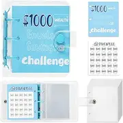 $1000 Savings Challenge Binder Money Saving Challenge Mini Budget Binder with Cash Envelopes Reusable Budget Book with Cash Envelopes Envelope Savings Challenge,Blue