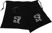 VINTORKY Ergonomic Hair Dryer Holder Bag Set Drawstring Closure Black for Home Travel Use