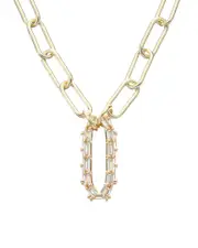 Juvell 18K Plated CZ Paperclip Necklace