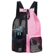 Nylon Drawstring Backpack Mesh Beach Backpack Portable Swim Bag Swimmers