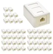 1 Port Cat.5E Keystone Jack Surface Mount Box with RJ45 Keystone Jack White 50Pk