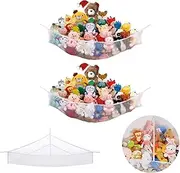 X-Large Stuffed Animal Net Hammock Corner (Requires 3’6” corner space) Toy Organizer for Plushies Hanging Holder for Organizing your Teddy and Squishmallow (White 2 Pack, X-Large)