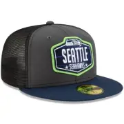 New Era Men's Size 7 1/2 NFL Seattle Seahawks Draft 59FIFTY Fitted Hat GRAY