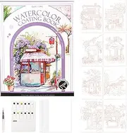 Watercolor Postcards | Travel Water Color Paint Set with Palette and Brush,Miniature Painting Kit with 12 Colors, Multifunctional Art Supplies Students for Journal