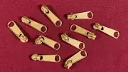 10 Sliders Pulls YKK Brass Metal Slider Size #45 Zipper Pull Non Locking