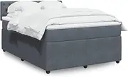 vidaxl Box Spring Bed - Double Velvet Bedstead, Dark Grey, Medium Firmness - LED Lit, Solid Pine Frame - Bedroom Furniture