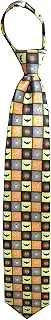 [Jacob Alexander] Men's Spooky Halloween Squares Jack-O'-Lantern Ghost Candy Corn Bats Zipper Neck Tie