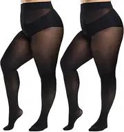 [WiliW] 2 Pairs Indestructible Plus Size Tights for Women, 10D Rip Resistant Sheer Pantyhose, High Waist Ultra Strong Tights