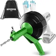 MEISTERFAKTUR drain snake [50 FT] - Auto Feed - Ideal plumbing snake for sink and drain unblocking - Solid drain auger for real DYIs! (50 FT - 1/4 inch)