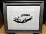 Drawing of a 1969 Pontiac Firebird Trans Am Car 1 Graphite Pencil Sketch Picture