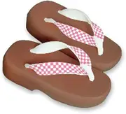 Hajime(一歩) [One Step] [Hajime] Geta Geta Clogs, Soft and Water Resistant, Made of Sponge, XS Light Brown/Checkered x Pink, Checkered x Pink (Japanese Imatsu x Pink/XS), Strawberry × Pink, 18.5 cm