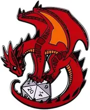 [Pinstant] Red Fire Dragon Sword Fantasy Dice How Do You Wanna Do This Roll Die Want Critical Hit Dungeon Game Twenty Multi Sided Die 1.4" Enamel Pin, 1.4 Inches, Enamel, enamel