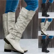 Retro Boots For Women Boots Shoes Knee Hign Boots Heel Chunky Women's Booties
