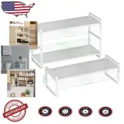 Durable Expandable Spice Shelf Organizers - 3-Pack Medium Storage Solution
