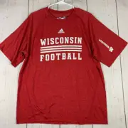 Wisconsin Football NCAA Adidas Climalite Large Red Tshirt New Men