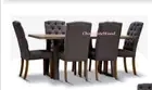 VADIM 7 PIECE DINING SET/SOLID MANGO TABLE 180 CM & 6 CHARCOAL DINING CHAIRS