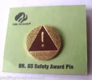 Retired Girl Scout BROWNIE SAFETY AWARD PIN Earned NEW Brown Triangle Button
