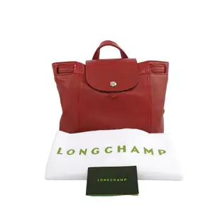 【LONGCHAMP】LE PLIAGE CUIR小羊皮後背包(酒紅色)/ 平行輸入