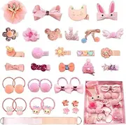Baby Girl's Hair Clips Cute Hair Bows Baby Elastic Hair Ties Hair Accessories Ponytail Holder Hairpins Set For Baby Girls Teens Toddlers, Assorted styles, 36 pieces Pack (G)