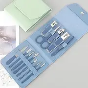 Professional Manicure and Pedicure Kit, 12-Piece Nail Care Tools with Case, Pink (Starry Blue)