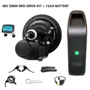 TSDZ2B Mid Drive Motor 500W 48V Torque Cadence Sensor E-bike Crank Kit 15Ah
