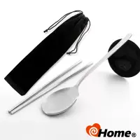 在飛比找博客來優惠-i-home 304不鏽鋼 環保筷 加長厚勺韓式湯匙+方筷(