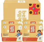 Hello Bello Diapers, Size 6 (35+ lbs) Flower Child - 68 Count Value Pack of Premium Disposable Baby Diapers, Hypoallergenic with Soft, Cloth-Like Feel