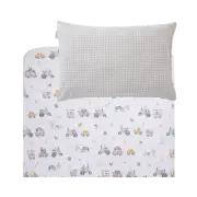 1 Pack Organic Jersey Port-a-Cot Sheet & Pillow Case Set- Tractor Ride