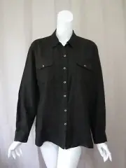NWT New CHICO'S Linen Brown Button Up Shirt Top size 2