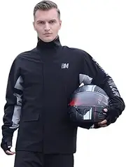 [zolyet] Men Split Rain Suits Rain Coat and Rain Pant Set Rain Proof Motorcycle Cycling Rain Gear Black and Grey L