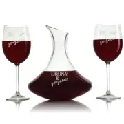 Drunk & Gorgeous Engraved Wine Decanter & 18oz Wine Glasses Set - 3 pcs