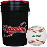Diamond 6-Gallon Bucket with 5 Dozen (60) Diamond DOL-1 HS NFHS Leather Baseballs