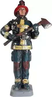 Urbalabs Firefighter Statue Hero Plaque Hoses Fire Man Standing Desk Decor