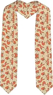 [WURTON] Many Foxes Print Unisex Adult Graduation Stole Class Of 2024 Polyester Shawl Stole With Trim Honor
