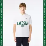 【LACOSTE】男裝-ORIGINAL L.12.12植絨文字網眼布短袖POLO衫(白色)