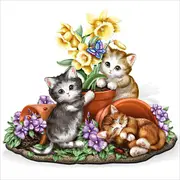 Summer In The Garden Hand-Painted Cat Sculpture