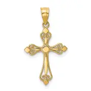 14K Yellow Gold Mini Budded Cross Pendant