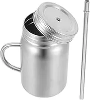 BRIGHTFUFU Juice Bottle with Straw Ergonomic Stainless Steel Jar for Juice Tea and Milk Present for Friends and Family Versatile Drinkware for All