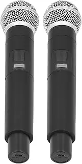 Wireless Microphone Set of 2 Professional Handheld Karaoke Mic System ABS Stable for Language, Meeting, Performance