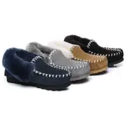 AUSTRALIAN SHEPHERD® UGG Slippers Men Sheepskin Wool Ankle Popo Moccasins Big Size - Grey / AU Ladies 16 / AU Men 14 / EU 47