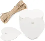 White Gift Tags with String, 100PCS Heart Gift Tags, Blank Paper Hang Tag, Valen