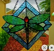 OPAL BLUE DRAGONFLY Authentic STAINED GLASS LEADLIGHT DRAGONFLY SUNCATCHER Gift