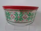 Pyrex Christmas Sweater 7-Cup Storage Bowl with Lid New Red Green Cross Stitch