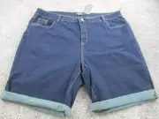 Autograph Shorts 22 Denim High Rise Stretch Turn-Up Blue Cotton New