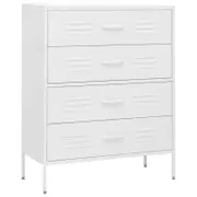 vidaXL Chest of Drawers White Steel Sideboard Side Storage Cabinet Organiser