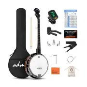 ADM Banjo 5 String Full Size Acoustic Electric Banjoes Set Remo Drum, Geared ...