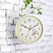 Double Sided Wall Clock Creative Classic Clocks Outdoor Wrought Iron Garden Clock Metal Clock Two Faces Antique Hanging Clock Indoor Décor Garden Wall Clock
