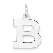 Sterling Silver Rhodium-Plated Block Letter B Initial Charm